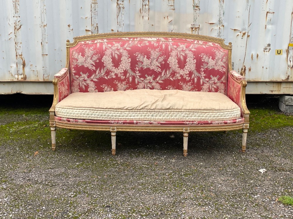 Louis XVI Style Gilt & Painted French Settee View III