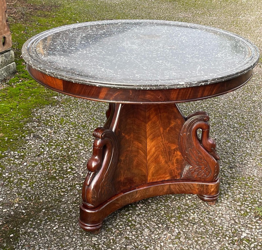 French Empire Mahogany Swan Gueridon 