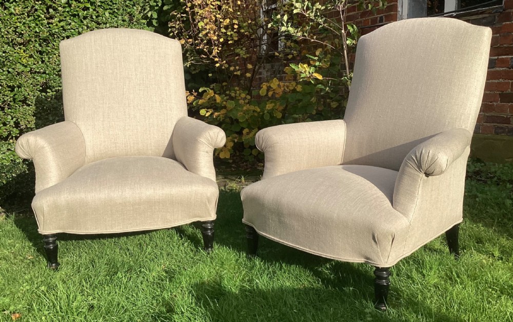 Pair of large newly upholstered armchairs  View II