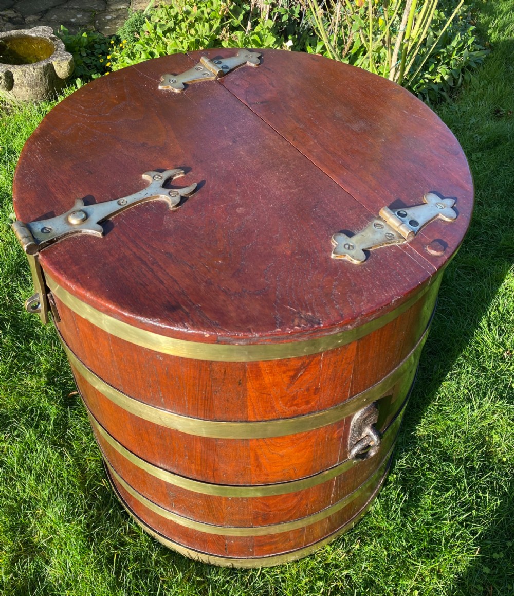 Large coopered salt beef barrel View III