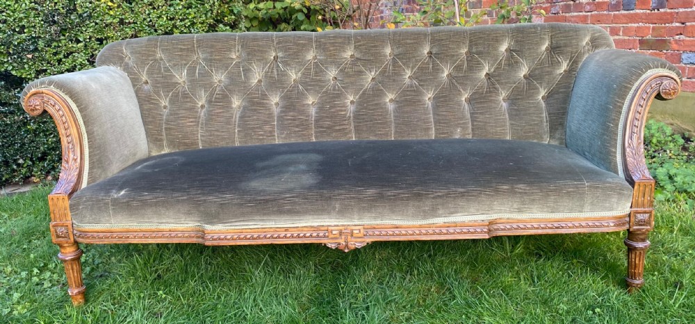 French carved walnut sofa  View II