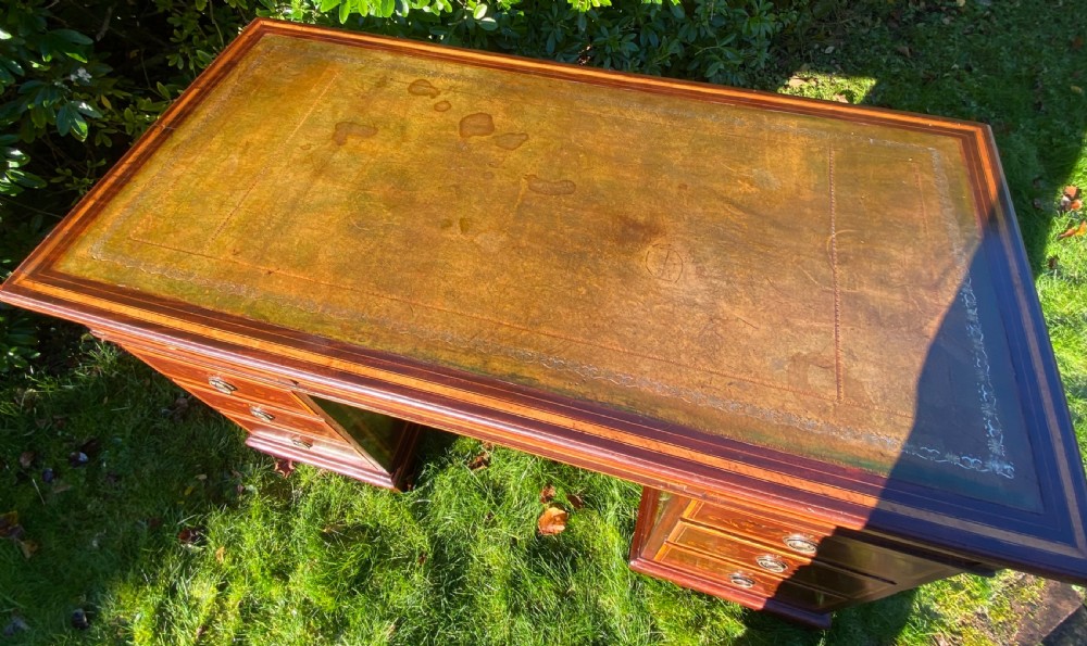 Edwards and Roberts marquetry inlaid pedestal desk View II