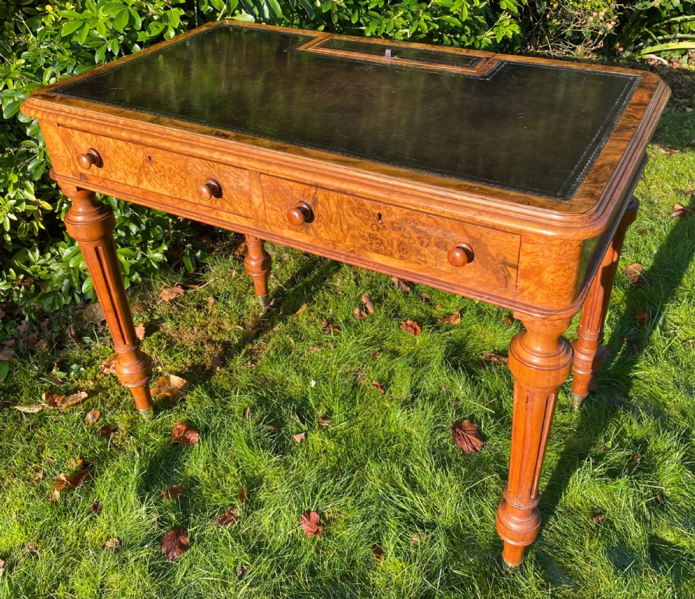 Gillows burr walnut writing table View VII