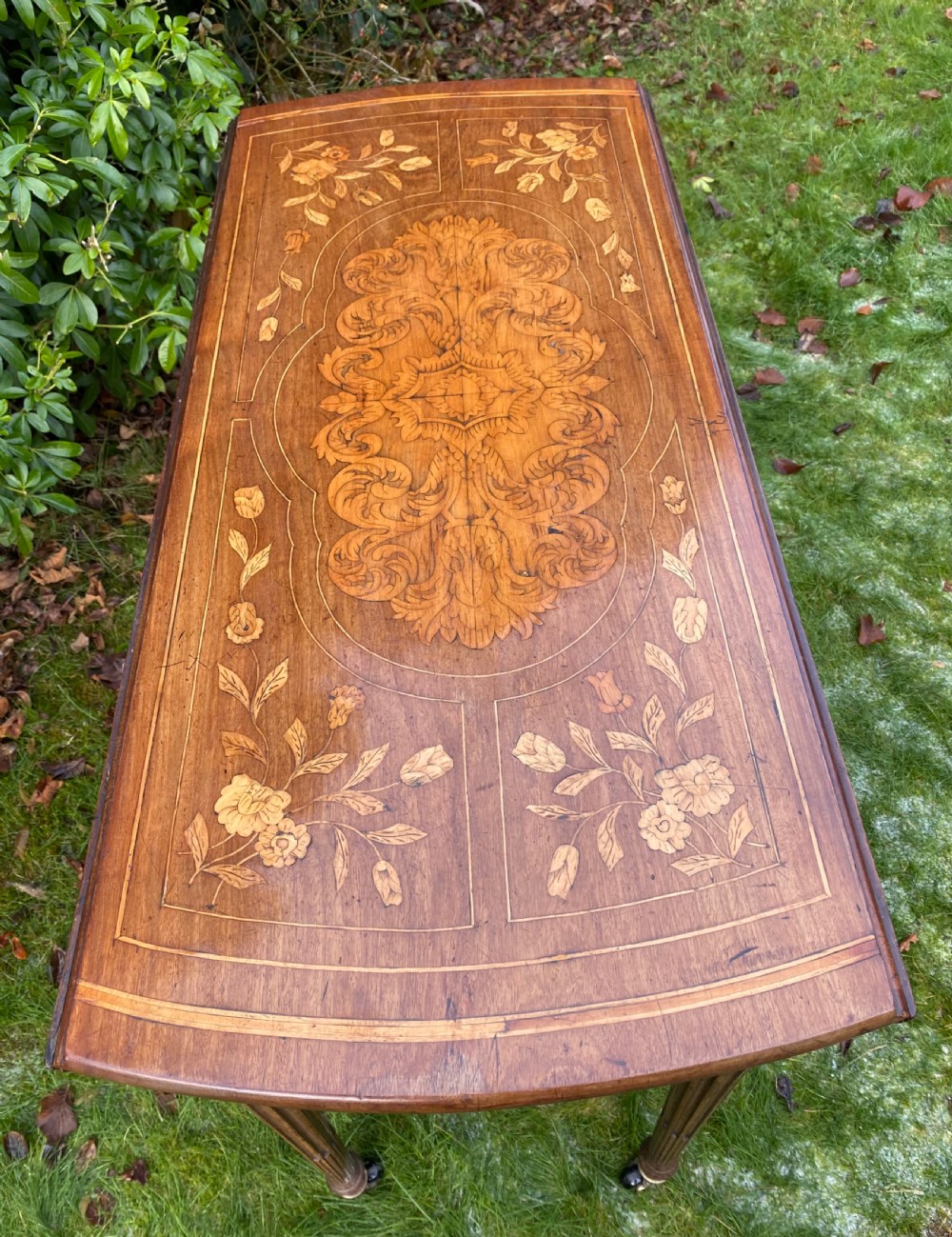 Dutch marquetry drop leaf table  View III