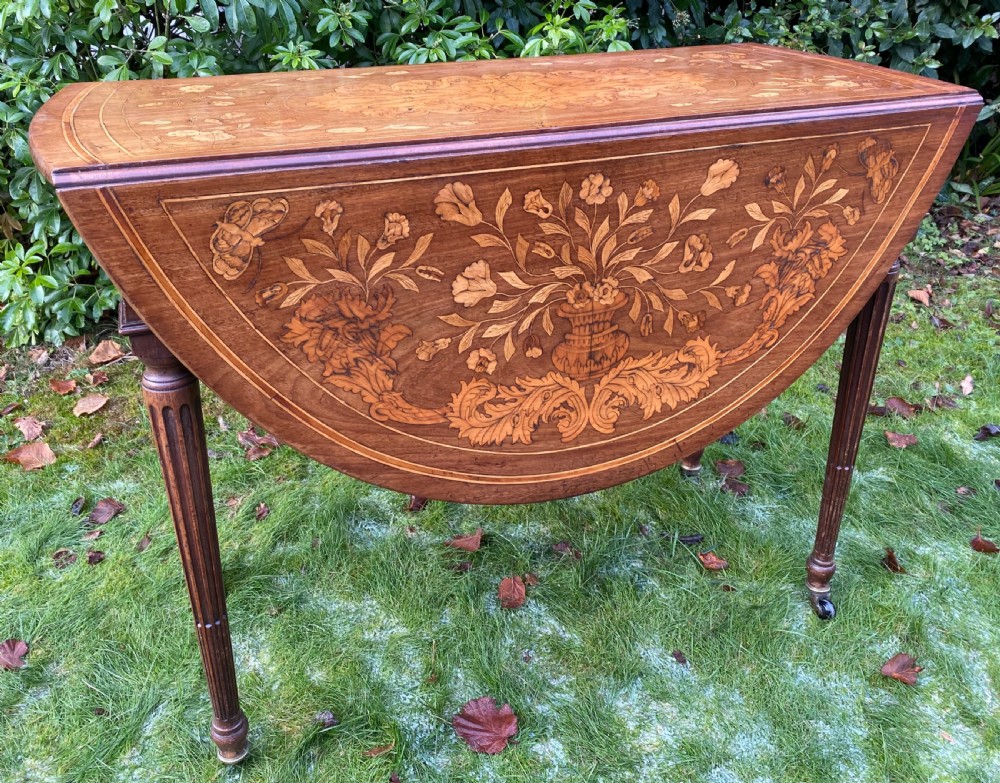 Dutch marquetry drop leaf table  View IV