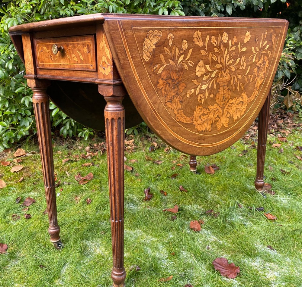 Dutch marquetry drop leaf table  View V