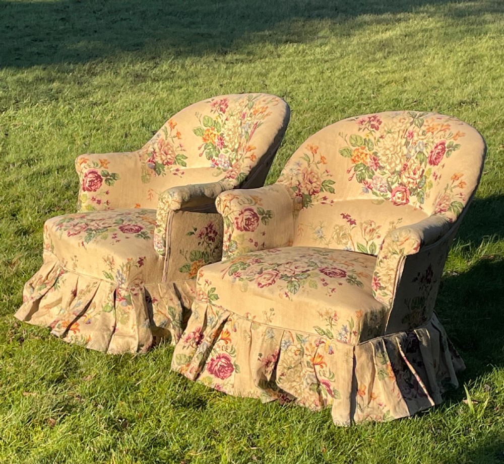 A Pair Of French Crappaud Armchairs 