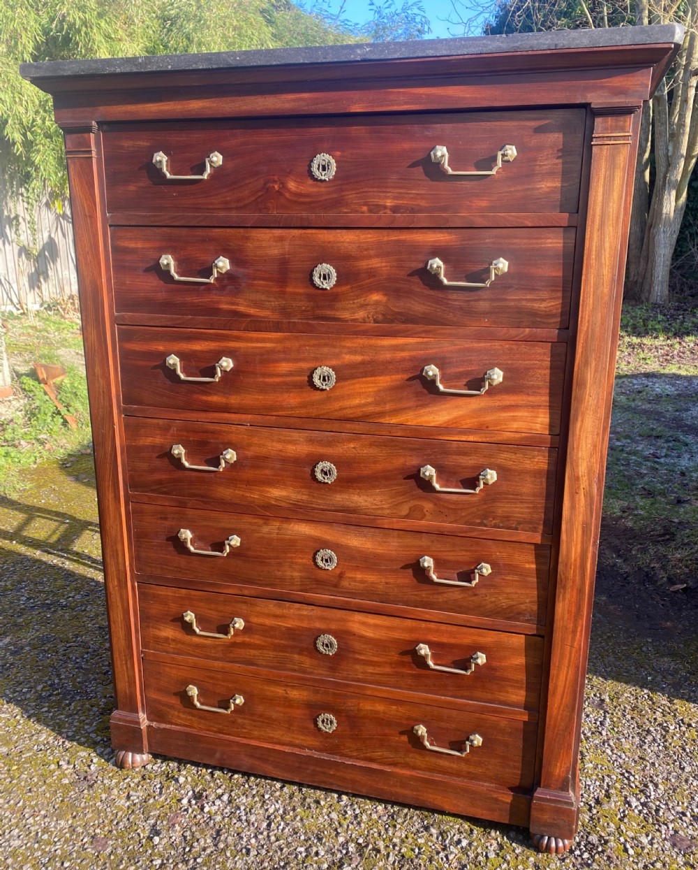 French Mahogany Semainier or tall chest of drawers 