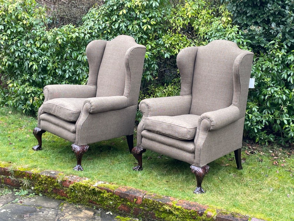 Pair of 19th C Georgian Style Wing Chairs   View II