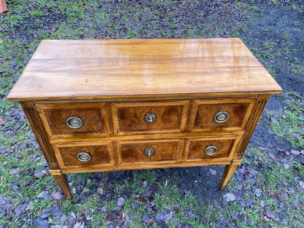 French two drawer burr walnut commode View II