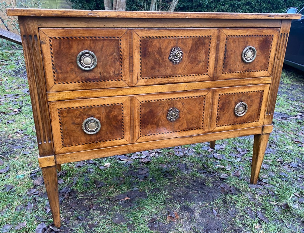 French two drawer burr walnut commode View V