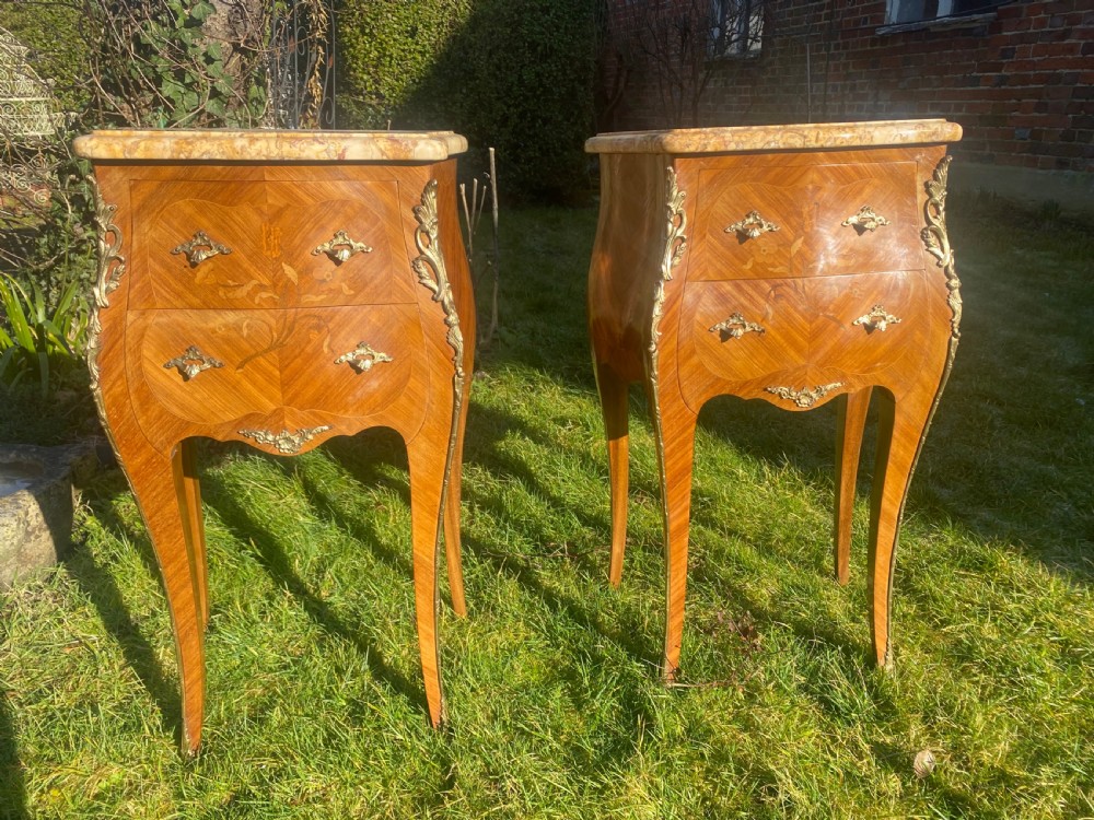 Pair of marquetry bedside tables  View III