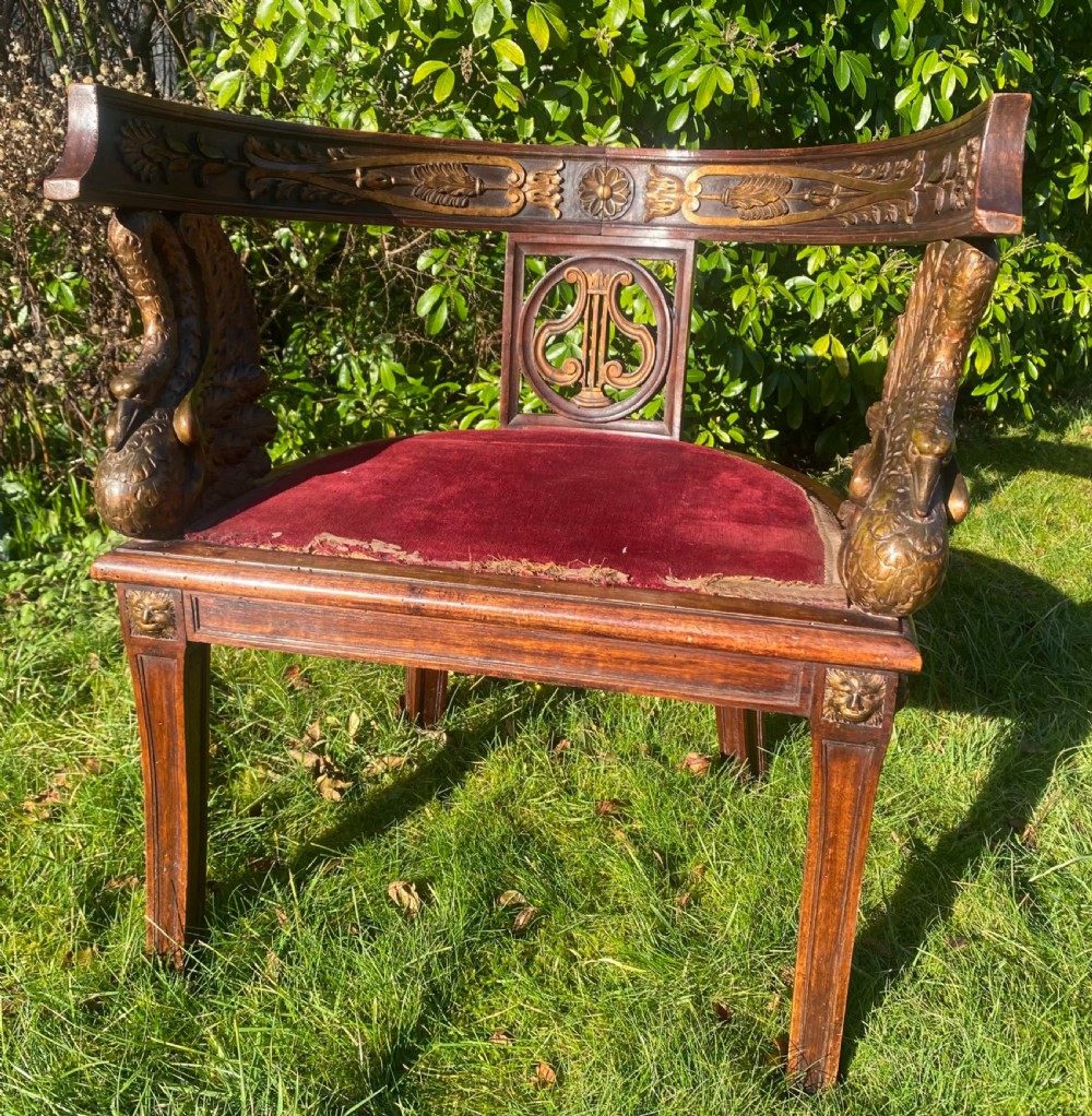 French Empire style armchair with gilt swan decoration  View IV