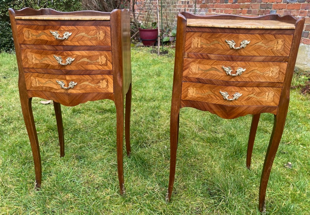 Pair of marquetry bedside tables  View III