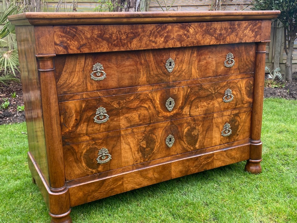 French Empire burr walnut commode View II