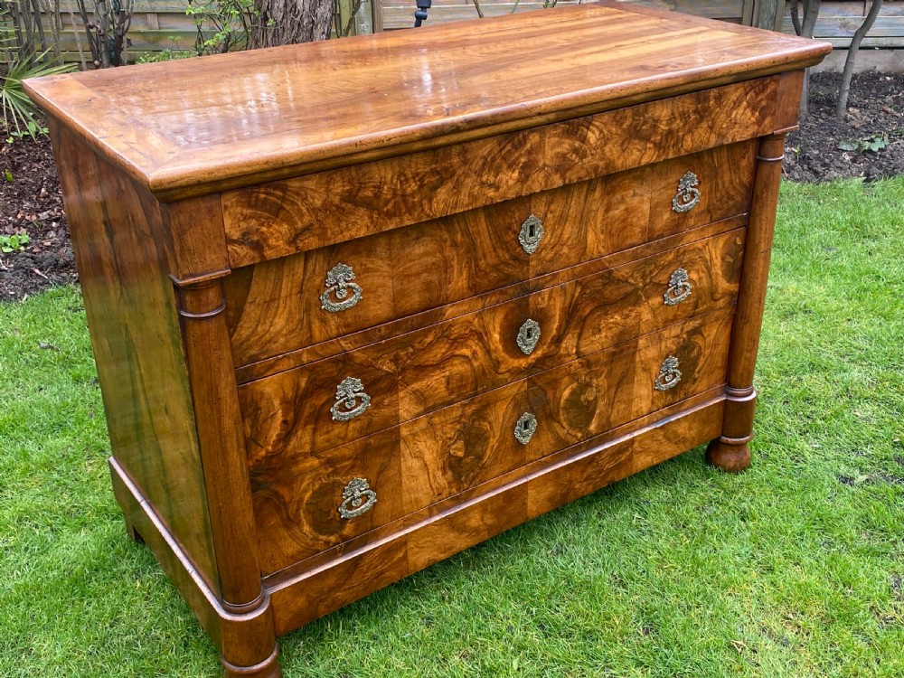 French Empire burr walnut commode View III