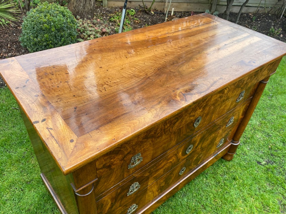French Empire burr walnut commode View V