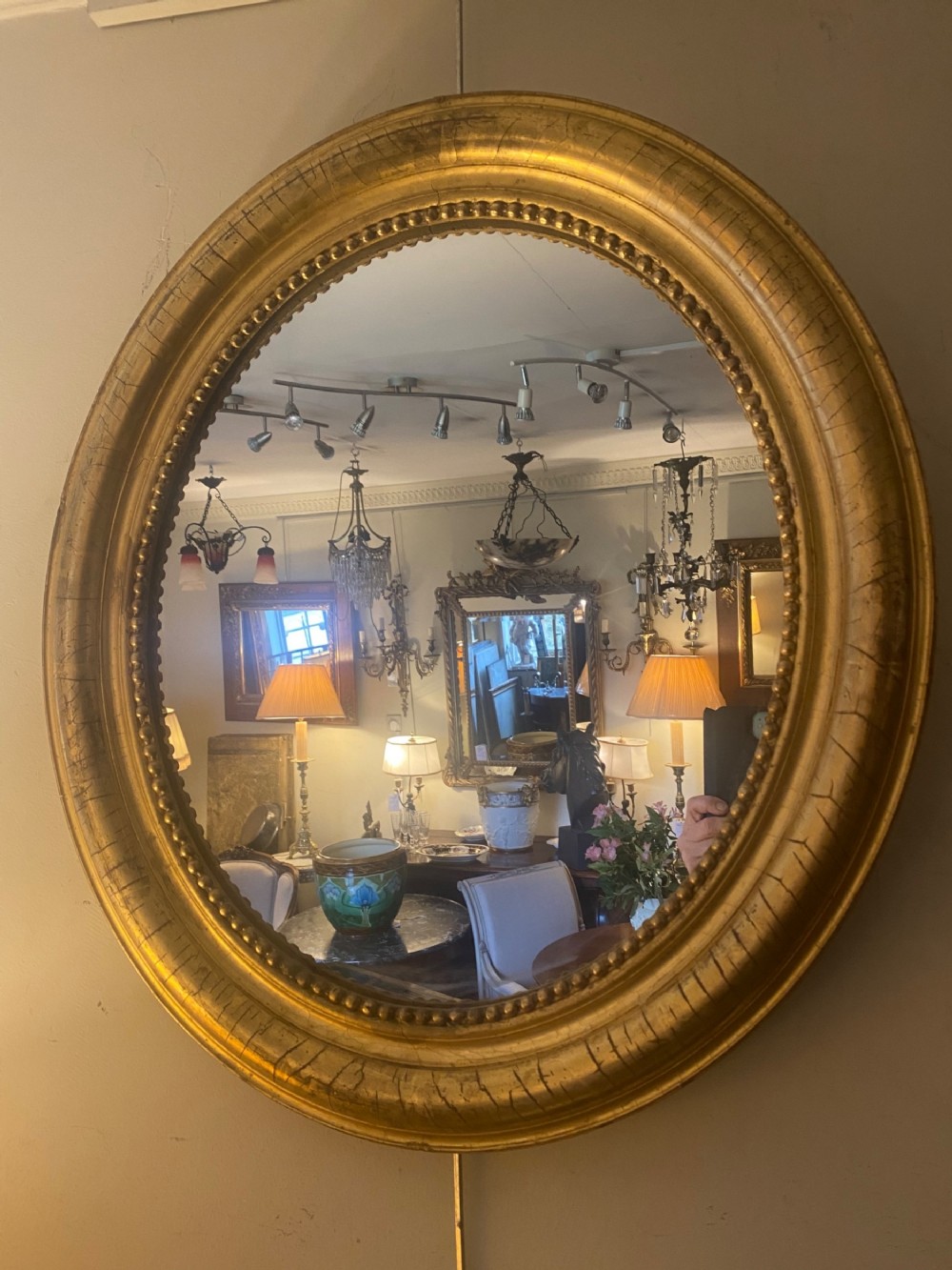 French gilt oval mirror 