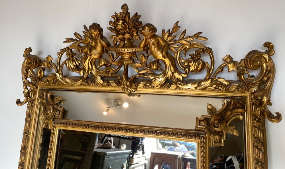 19th Century Margin mirror with cherubs  View V