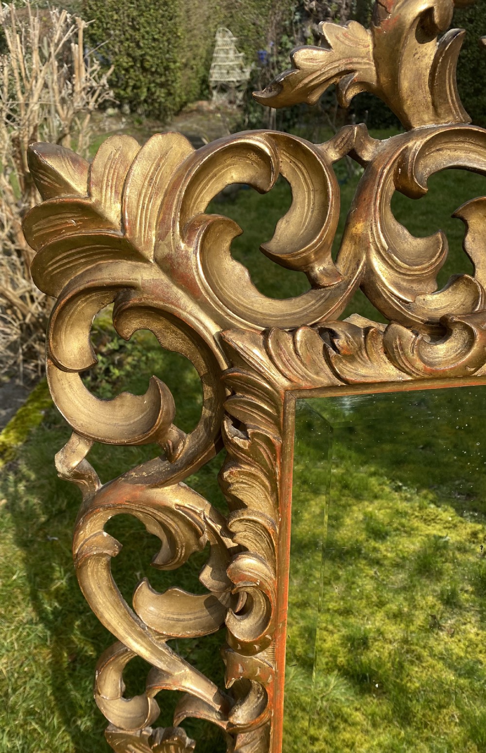 Carved giltwood cushion mirror  View IV
