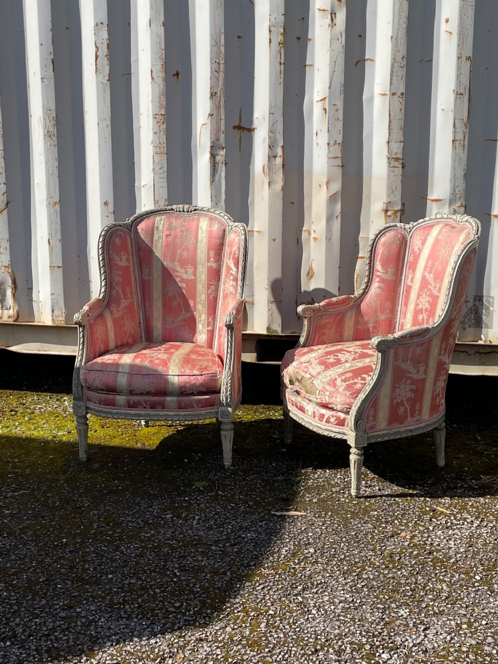 Pair of Large French  19th C Bergere Chairs 