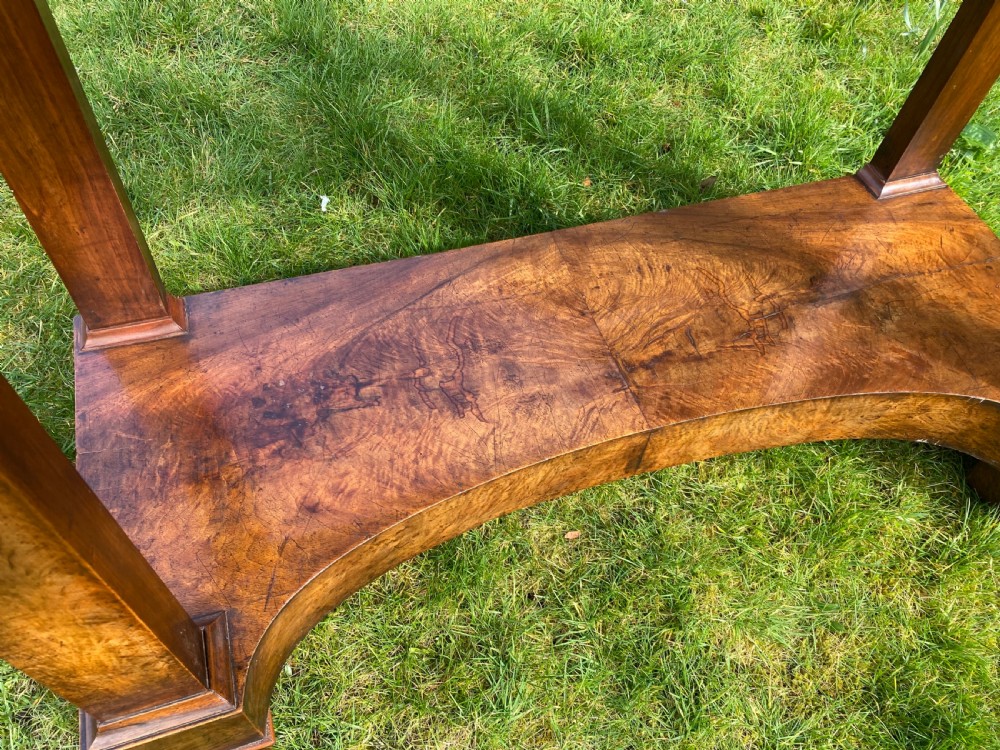 Figured walnut early 19th century console table  View II