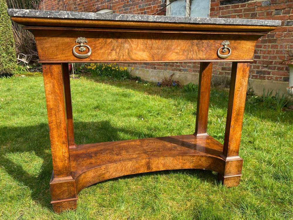 Figured walnut early 19th century console table  View III