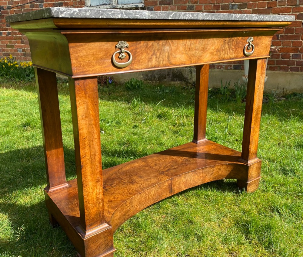 Figured walnut early 19th century console table  View IV