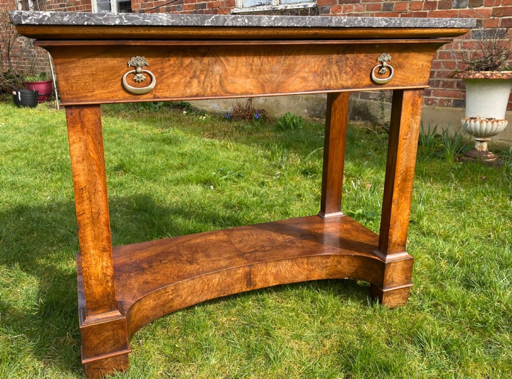 Figured walnut early 19th century console table  View V