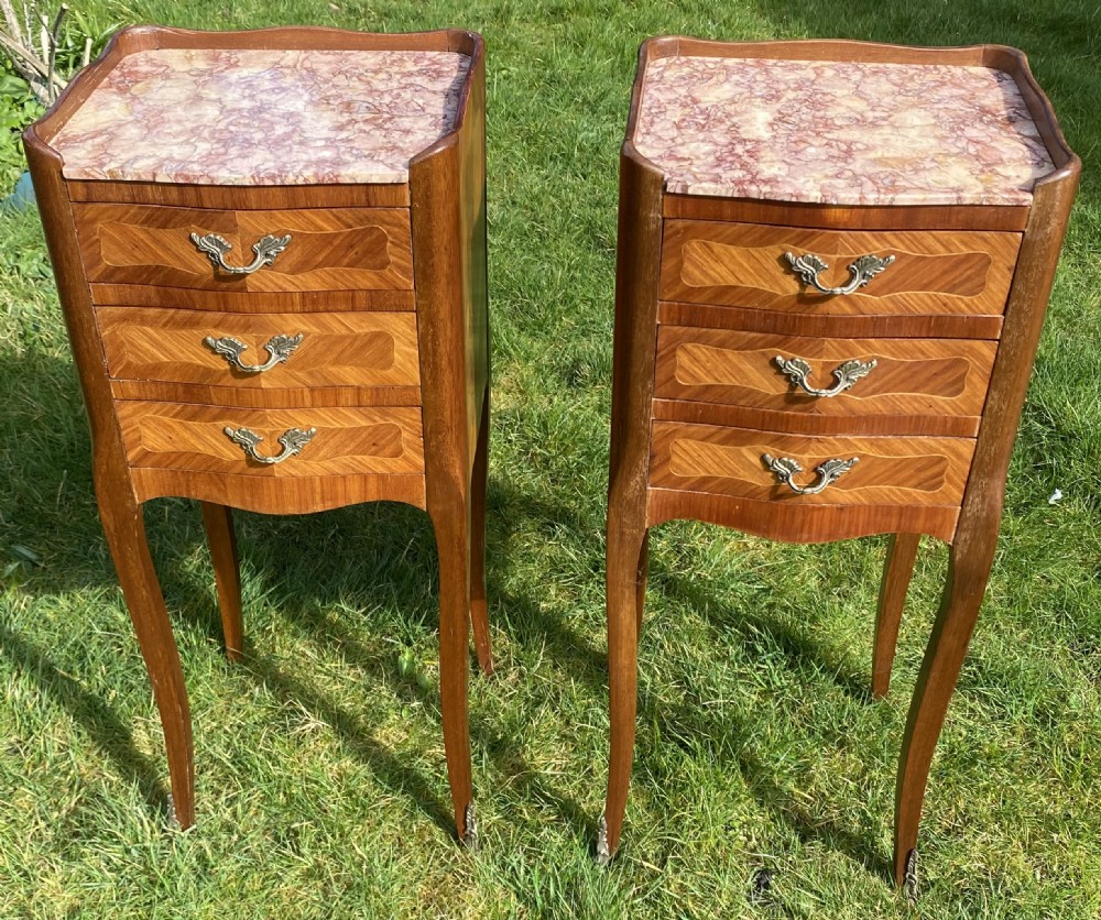 Pair of parquetry bedside tables 