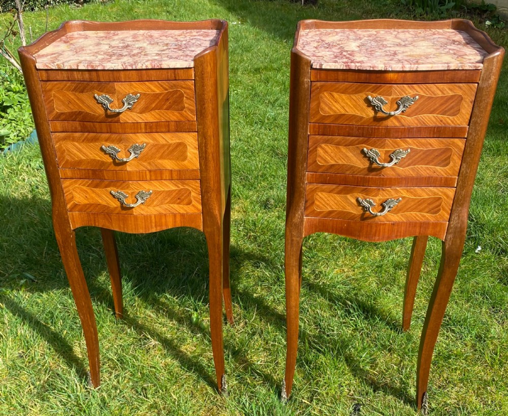 Pair of parquetry bedside tables  View II