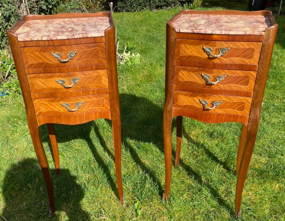Pair of parquetry bedside tables  View V