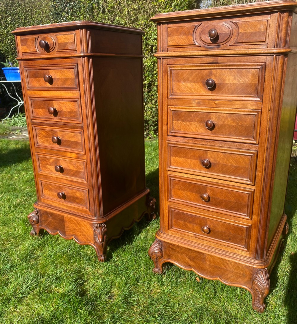 Pair of matched walnut bedside cupboards  View II