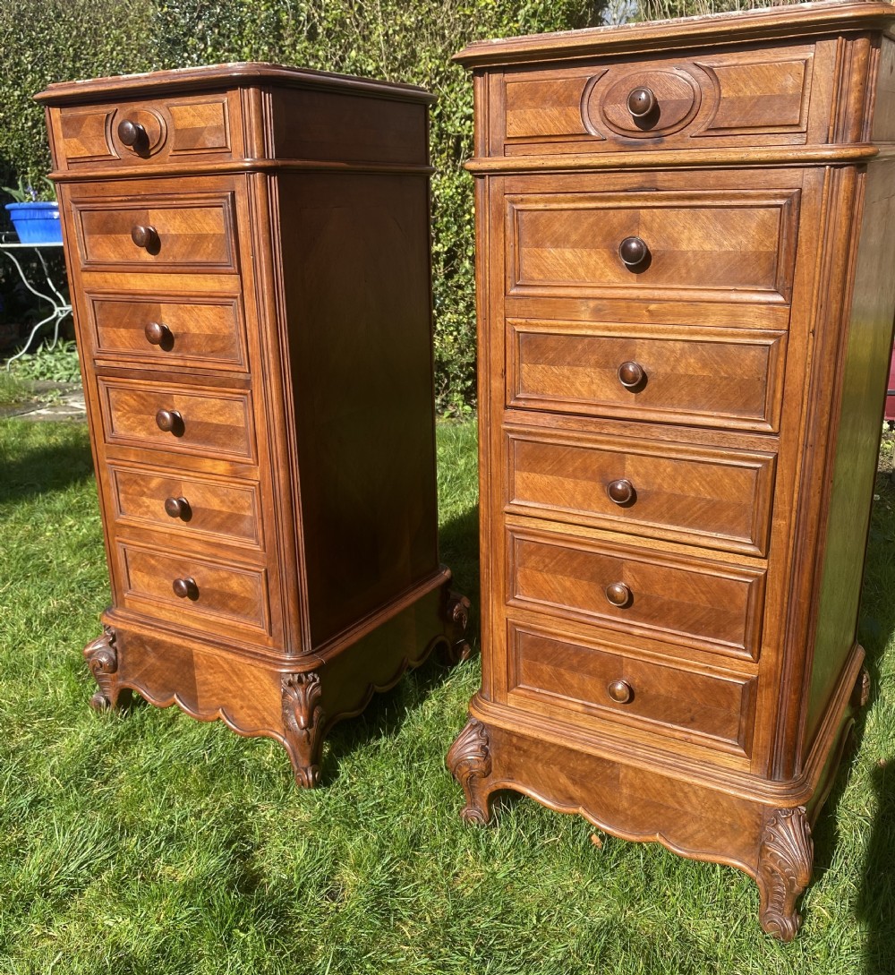 Pair of matched walnut bedside cupboards 