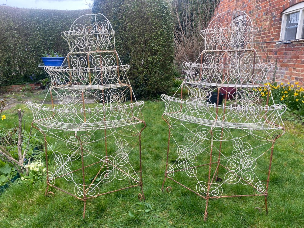 Pair of wire work plant stands  View II