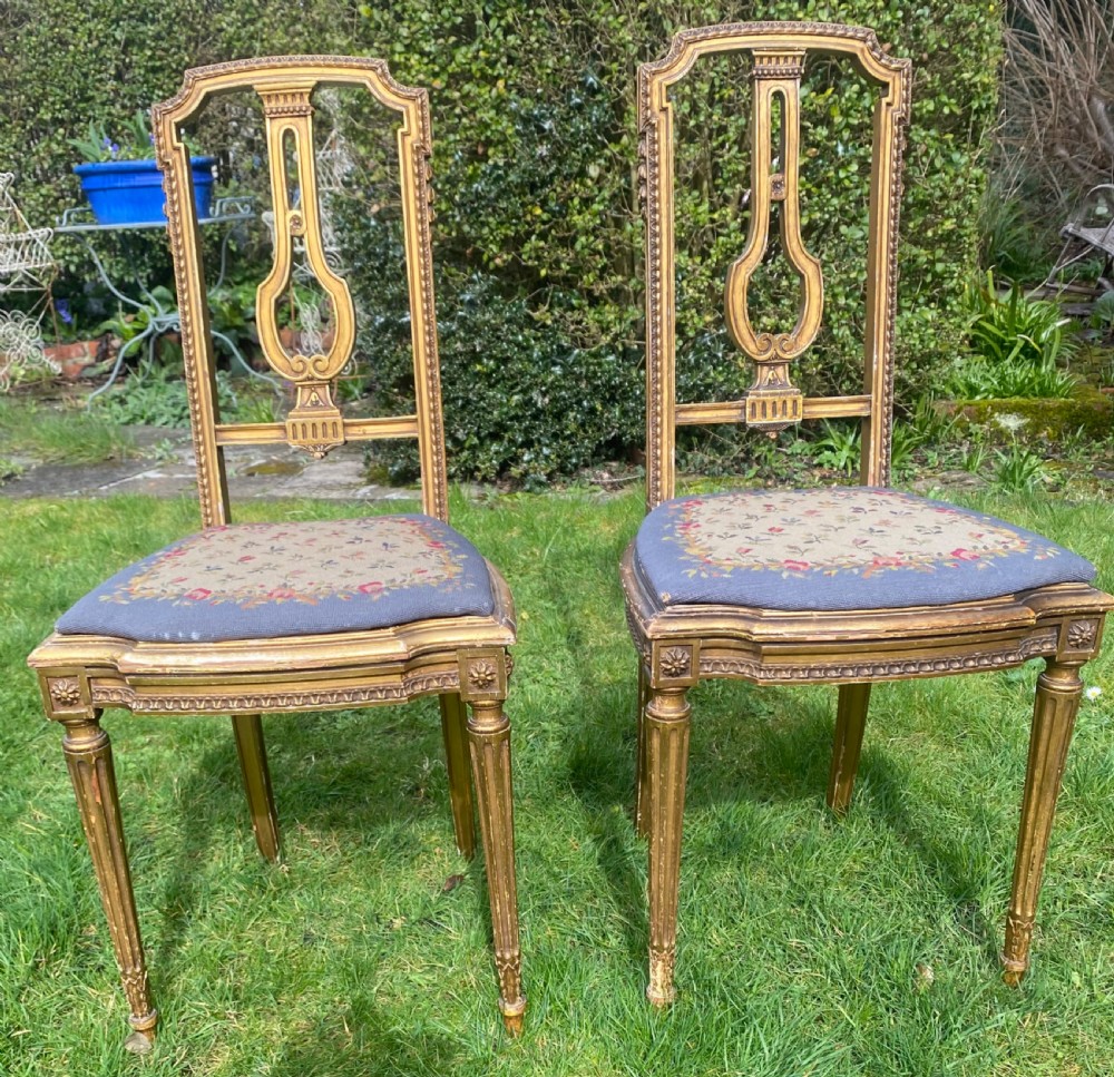 Pair of gilt caned side chairs  View IV