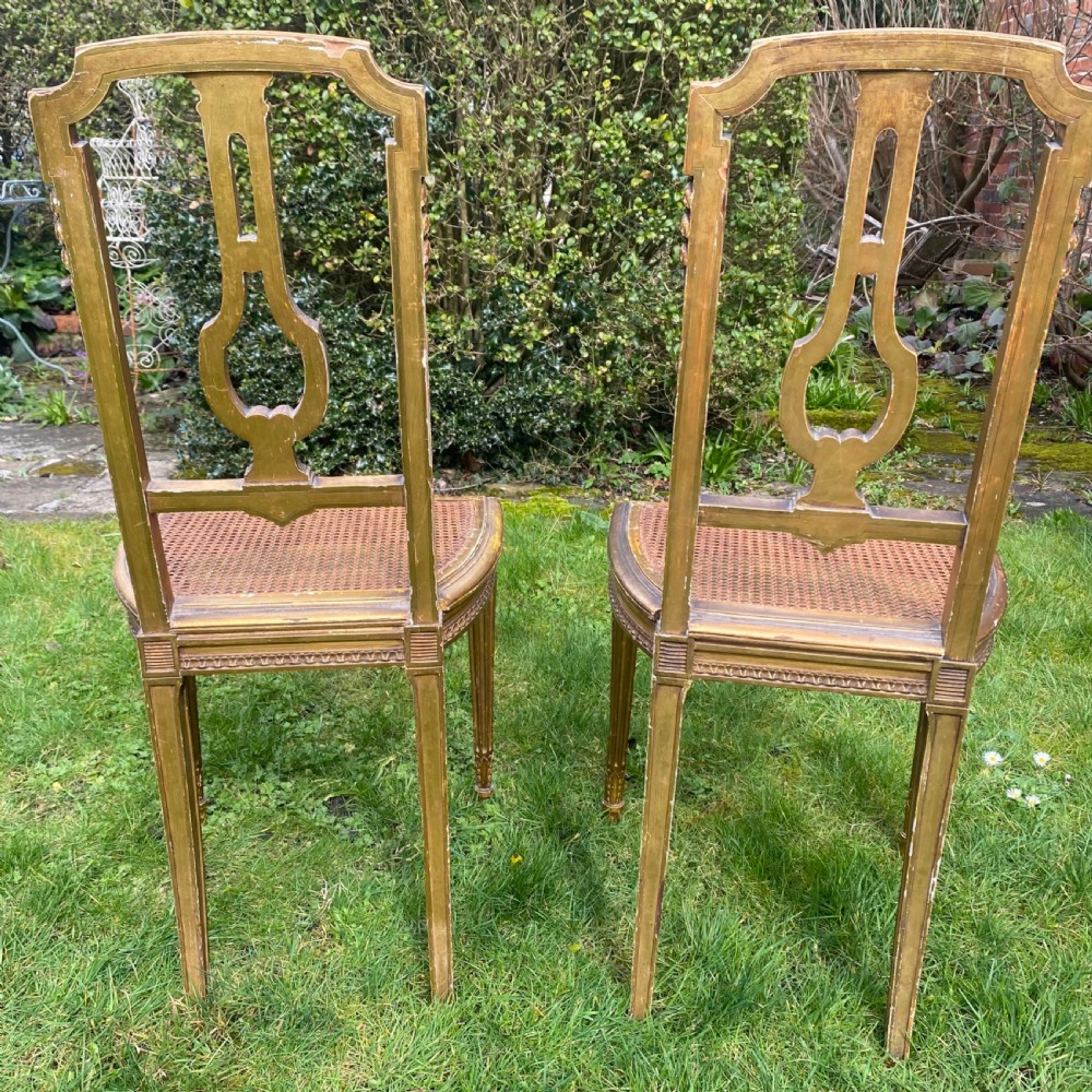 Pair of gilt caned side chairs  View V