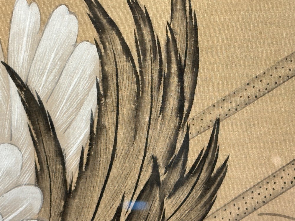 Pair Of Paintings of Cranes On Silk, Meiji Period  View VII