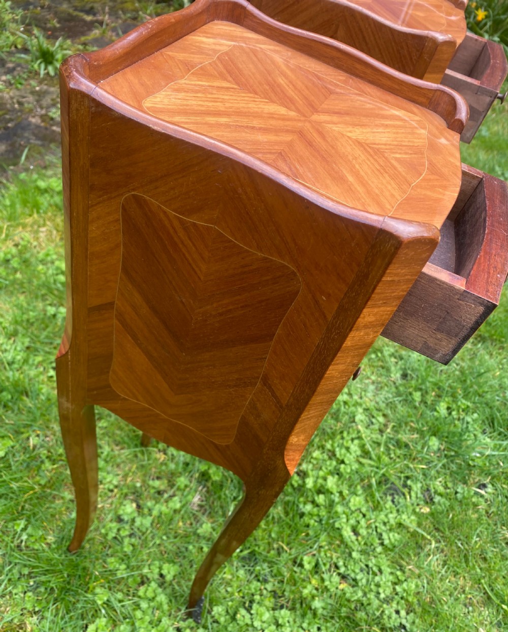 Small pair of French bedside tables  View II