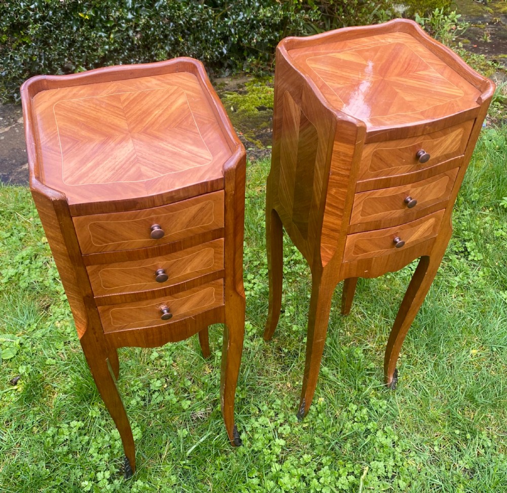 Small pair of French bedside tables  View IV