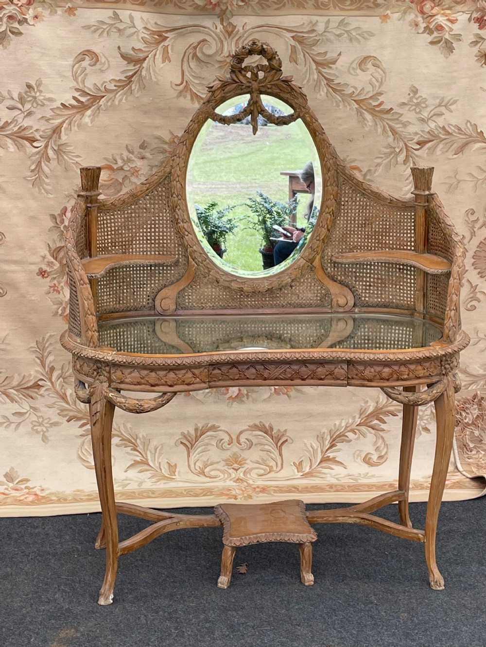 Louis XV Style French Caned  Dressing Table 