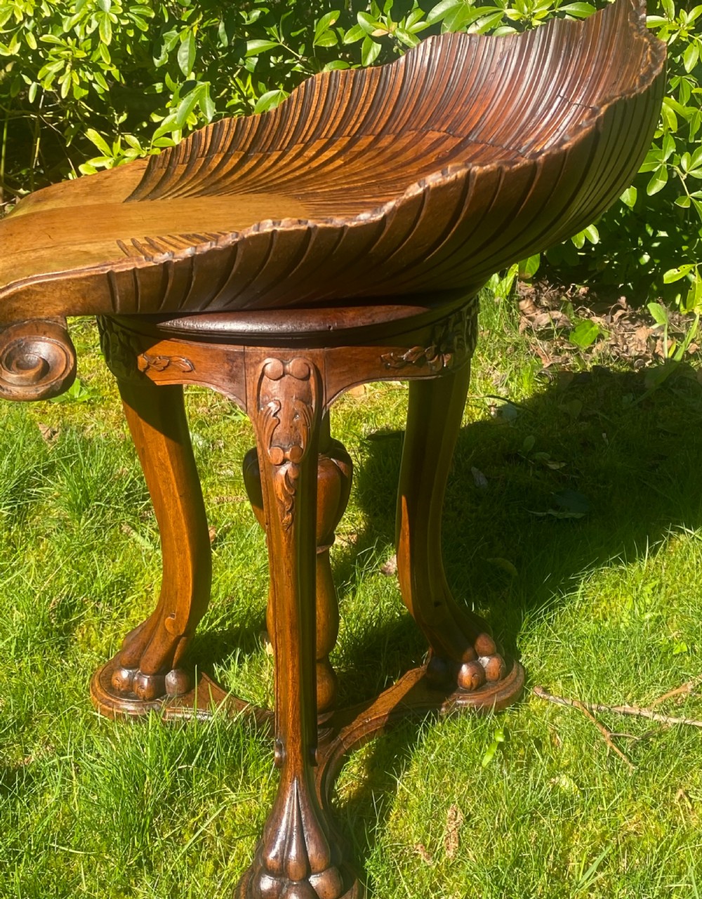Venetian carved walnut piano stool  View II