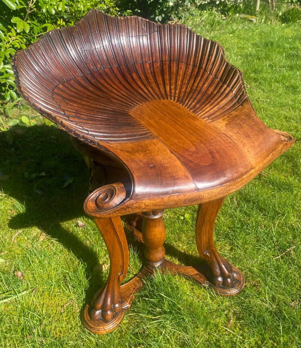 Venetian carved walnut piano stool  View III