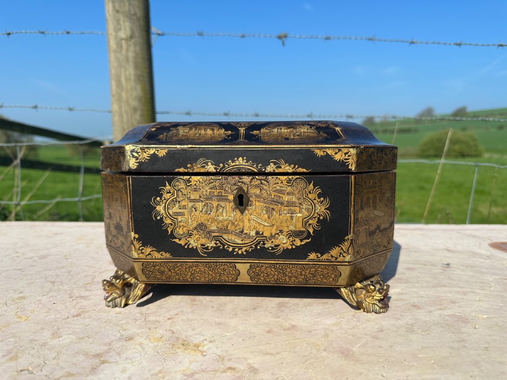 Chinese Laquered  Double Tea Caddy  