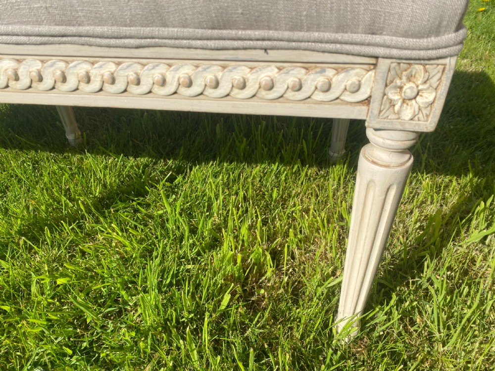 French painted stool in grey linen  View VI