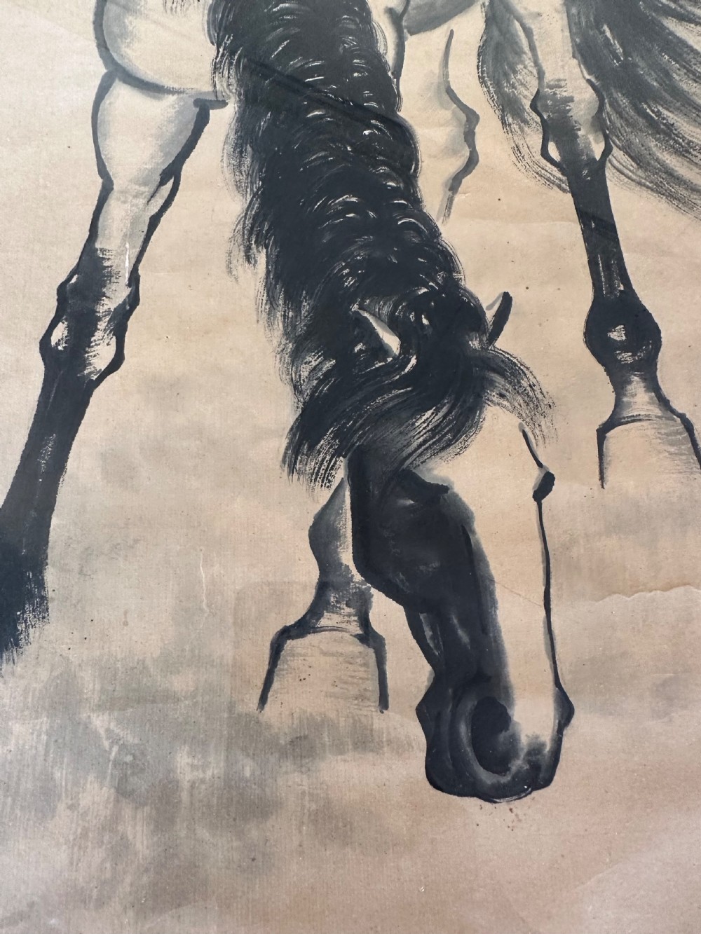 Meiji Era Framed Scroll of a Horse  View II
