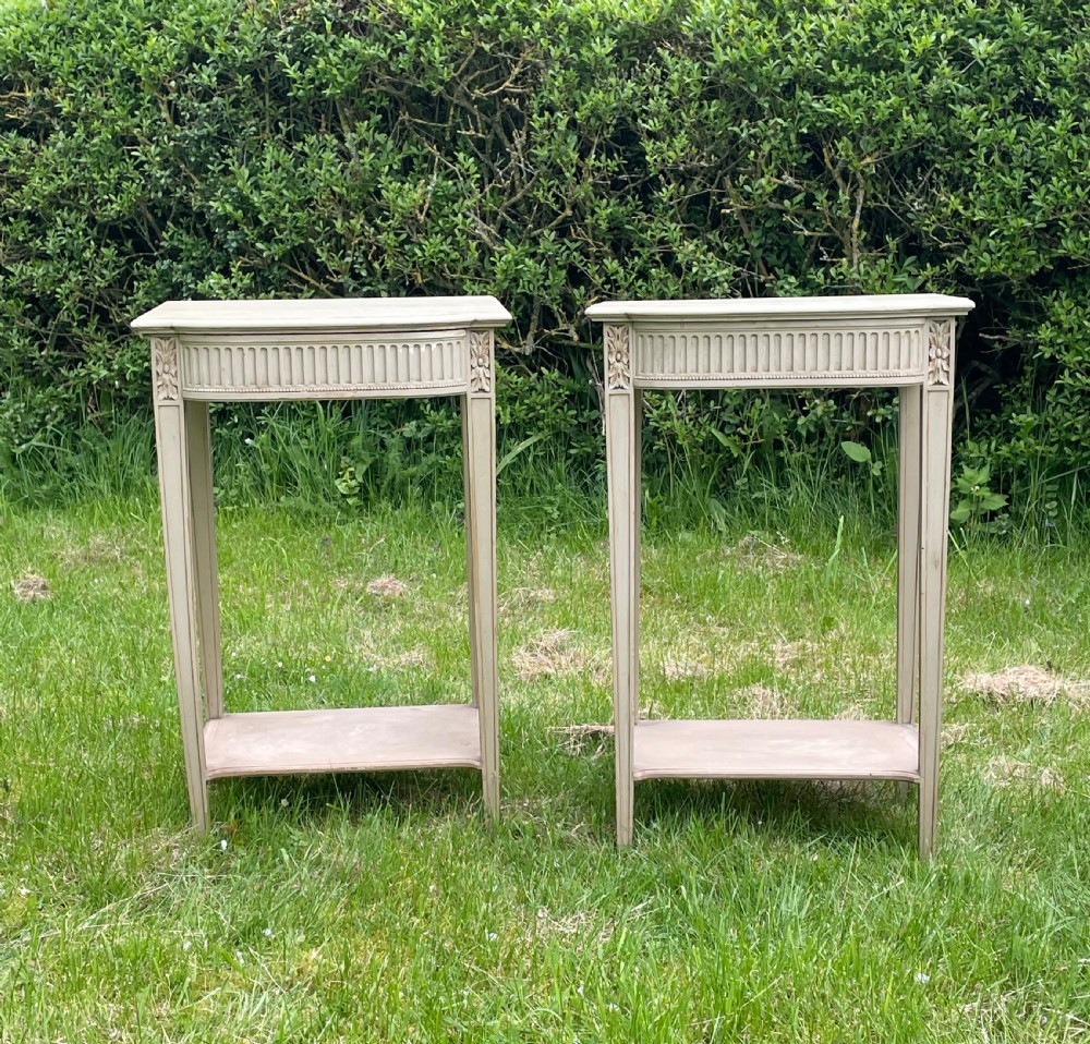  Pair of French Painted Bedside Tables  View II
