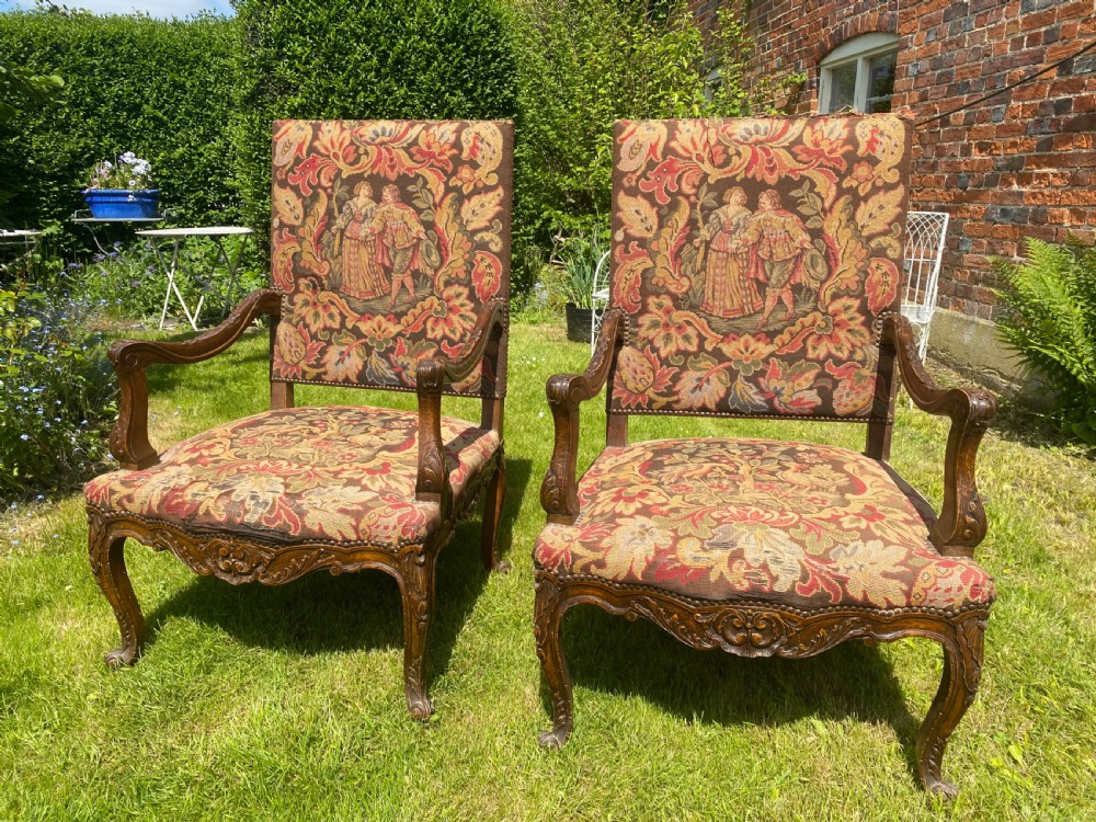 Pair of large carved armchairs 