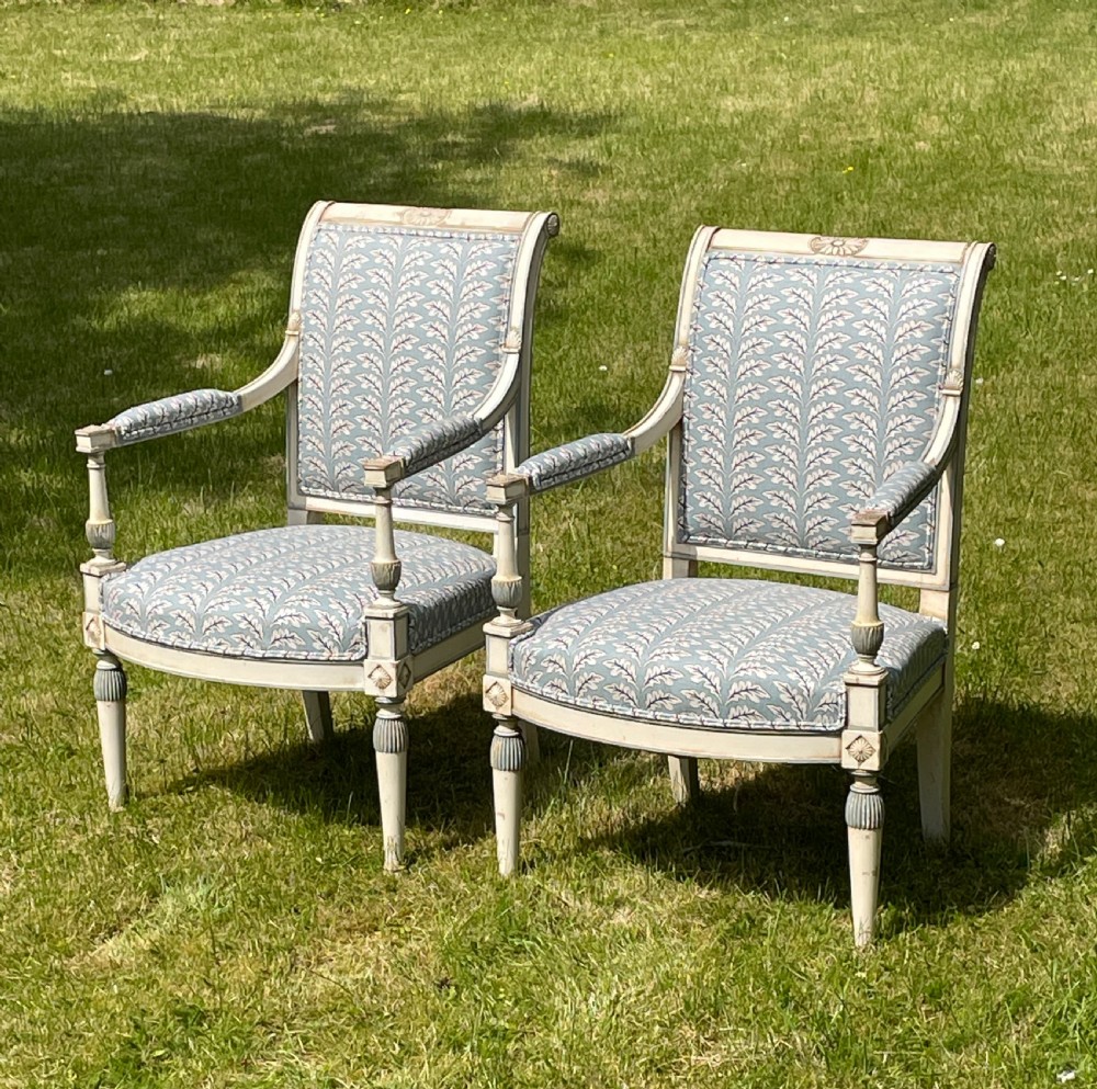 Pair Of Neoclassical Style Open Armchairs 