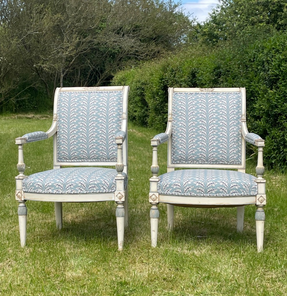 Pair Of Neoclassical Style Open Armchairs  View II